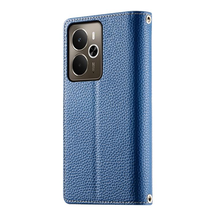 For Realme 14 / Realme P3 5G Stitching Multi-card Zipper Wallet Leather Phone Case with Short Strap