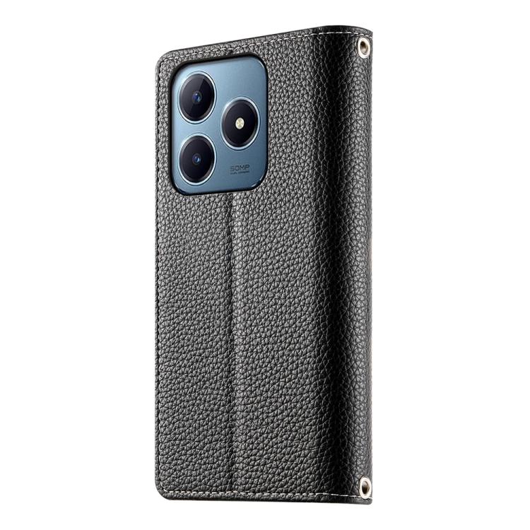 For Realme C63 4G / C61 4G Global / India Stitching Multi-card Zipper Wallet Leather Phone Case with Short Strap