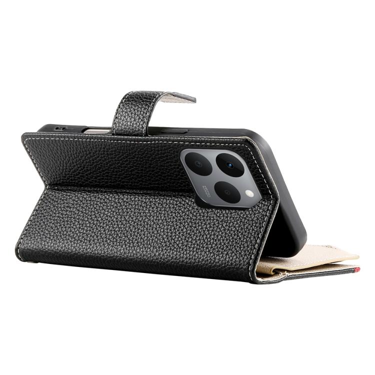 For Realme 15T 5G Stitching Multi-card Zipper Wallet Leather Phone Case with Short Strap