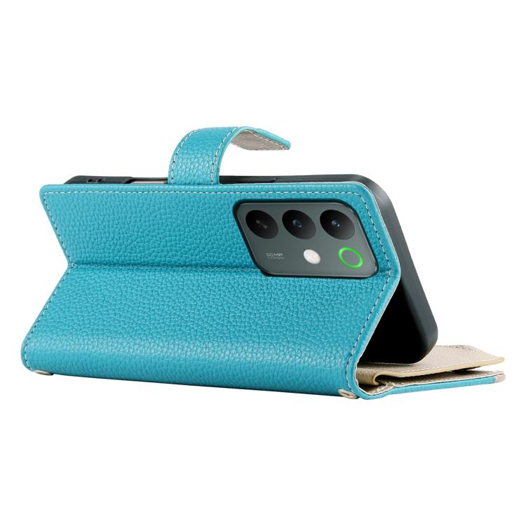For Realme C85 Pro 4G Stitching Multi-card Zipper Wallet Leather Phone Case with Short Strap