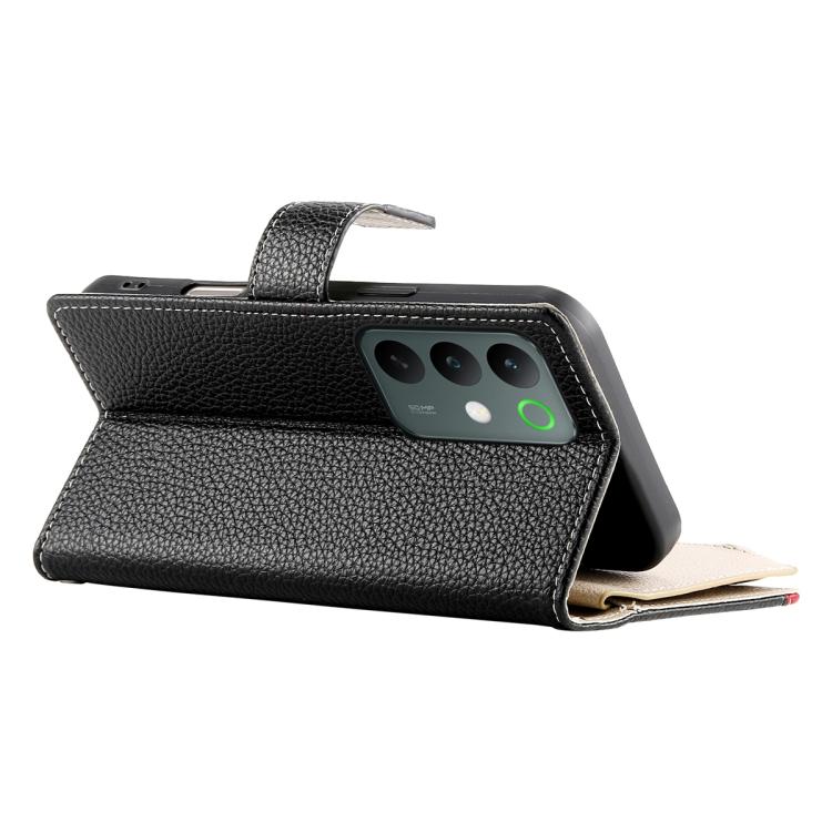 For Realme C85 Pro 4G Stitching Multi-card Zipper Wallet Leather Phone Case with Short Strap
