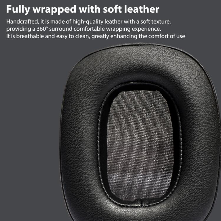 2pcs Protein Leather Replacement Earpads For EDIFIER H880 - Black