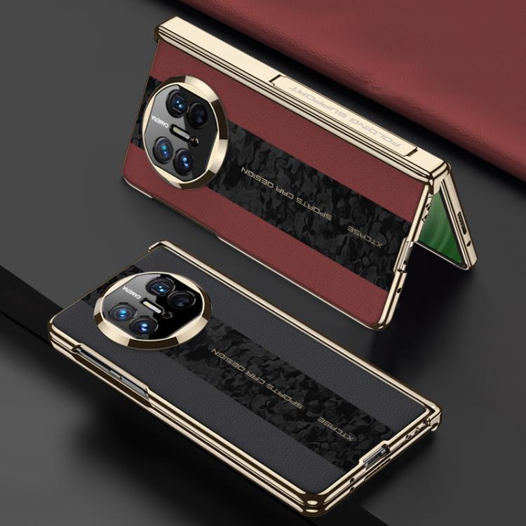 For Huawei Mate X3 / X5 GKK Integrated Cloud Pattern Plain Leather Contrast Color Stitching Folding Phone Case