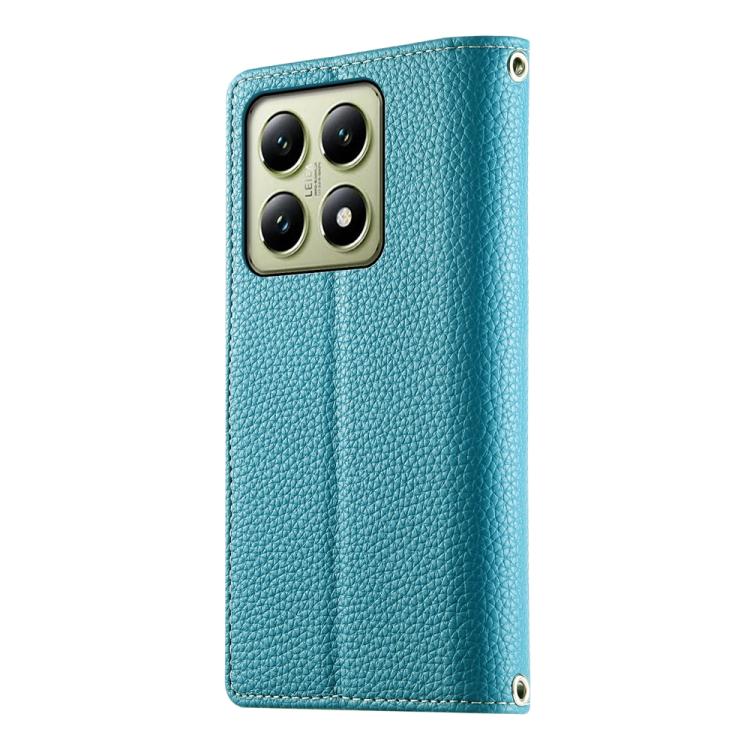 For Xiaomi 14T Stitching Multi-card Zipper Wallet Leather Phone Case with Short Strap