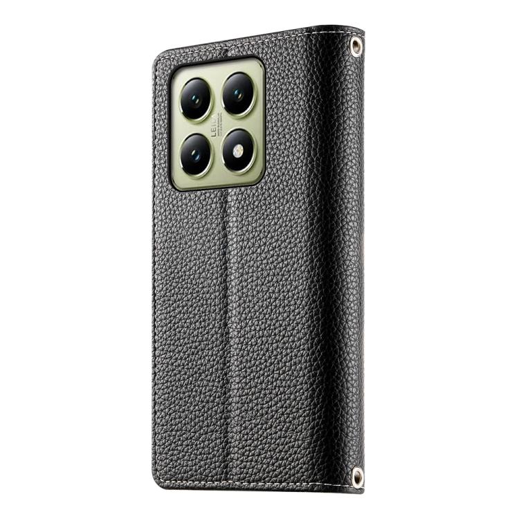 For Xiaomi 14T Stitching Multi-card Zipper Wallet Leather Phone Case with Short Strap