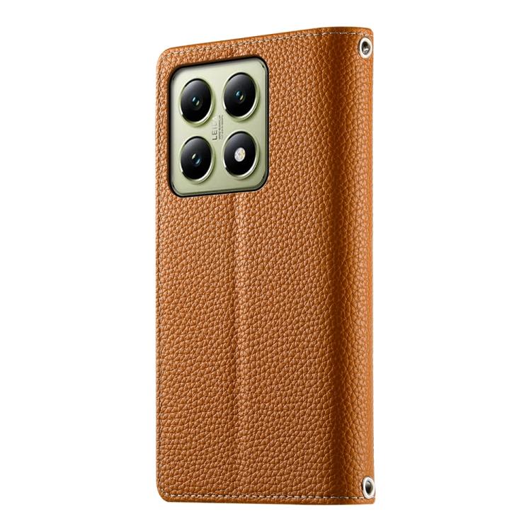 For Xiaomi 14T Stitching Multi-card Zipper Wallet Leather Phone Case with Short Strap