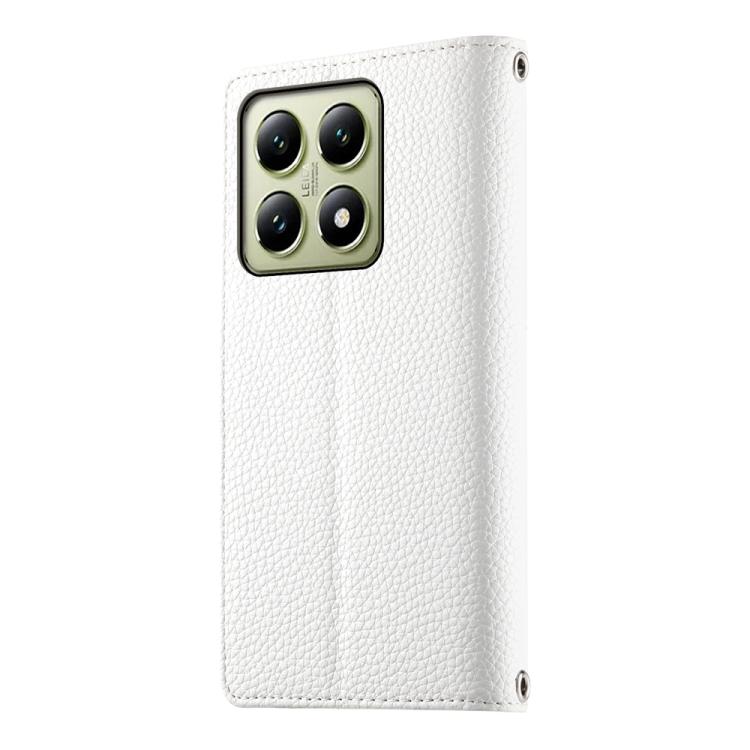 For Xiaomi 14T Stitching Multi-card Zipper Wallet Leather Phone Case with Short Strap