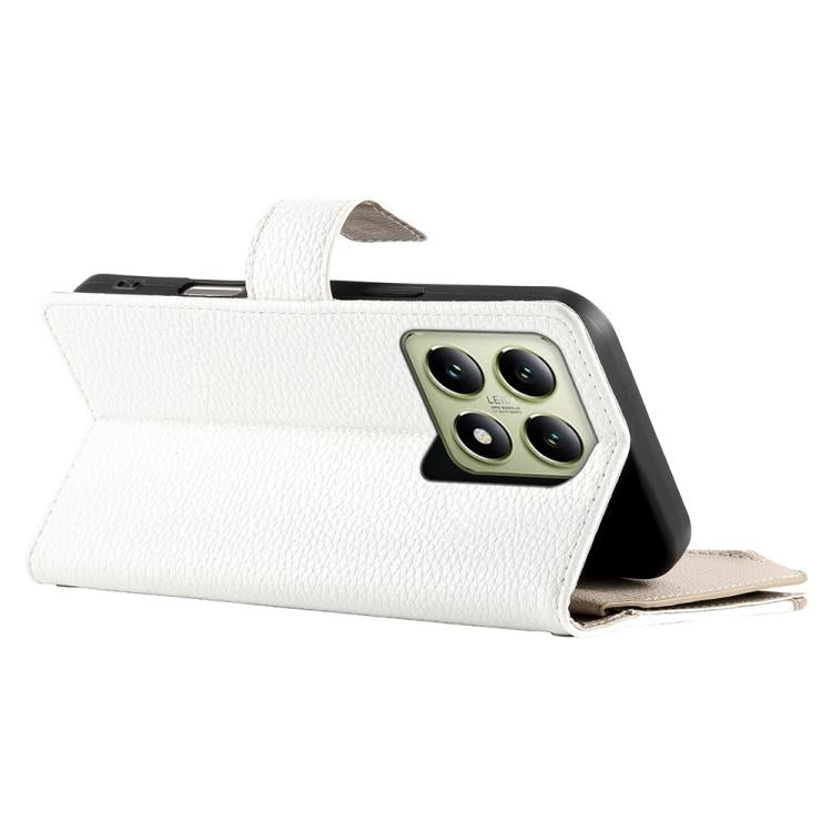 For Xiaomi 14T Stitching Multi-card Zipper Wallet Leather Phone Case with Short Strap