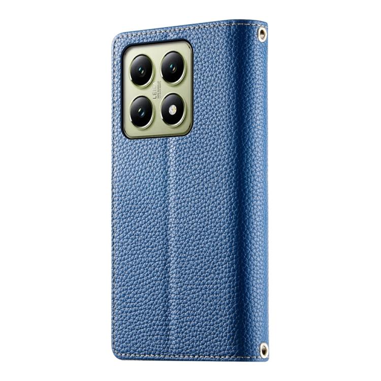 For Xiaomi 14T Stitching Multi-card Zipper Wallet Leather Phone Case with Short Strap