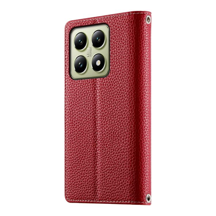 For Xiaomi 14T Stitching Multi-card Zipper Wallet Leather Phone Case with Short Strap