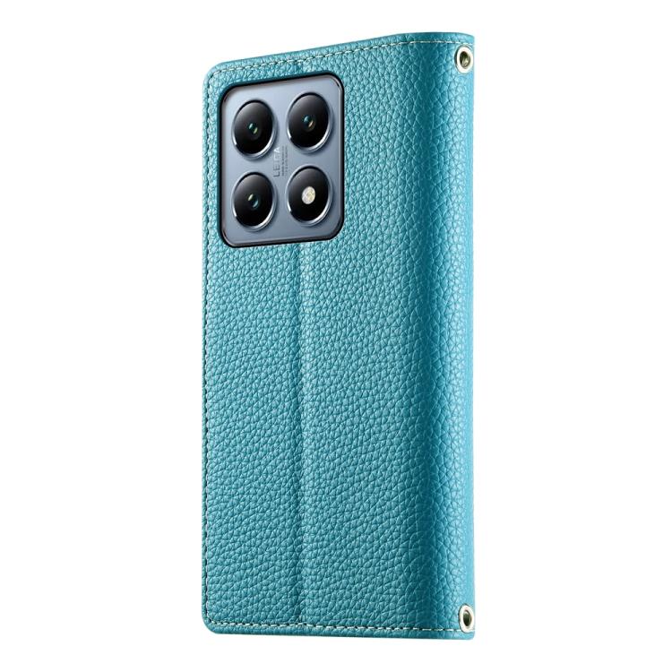 For Xiaomi 14T Pro Stitching Multi-card Zipper Wallet Leather Phone Case with Short Strap