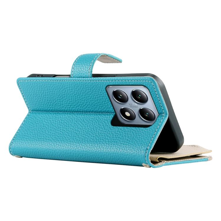 For Xiaomi 14T Pro Stitching Multi-card Zipper Wallet Leather Phone Case with Short Strap