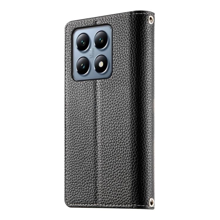 For Xiaomi 14T Pro Stitching Multi-card Zipper Wallet Leather Phone Case with Short Strap