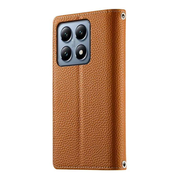 For Xiaomi 14T Pro Stitching Multi-card Zipper Wallet Leather Phone Case with Short Strap