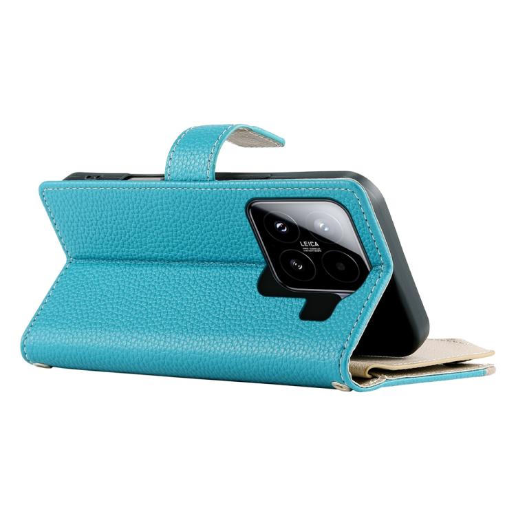 For Xiaomi 15 Stitching Multi-card Zipper Wallet Leather Phone Case with Short Strap
