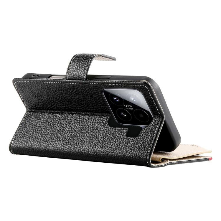 For Xiaomi 15 Stitching Multi-card Zipper Wallet Leather Phone Case with Short Strap