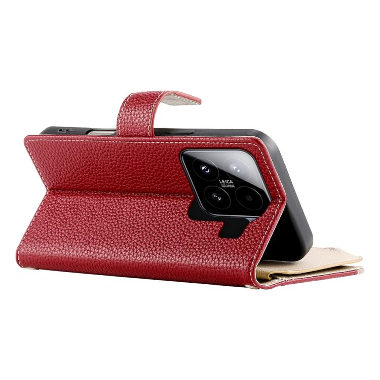 For Xiaomi 15 Stitching Multi-card Zipper Wallet Leather Phone Case with Short Strap