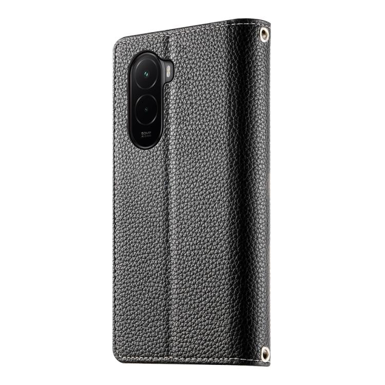 For Xiaomi Poco M7 4G 169mm Stitching Multi-card Zipper Wallet Leather Phone Case with Short Strap