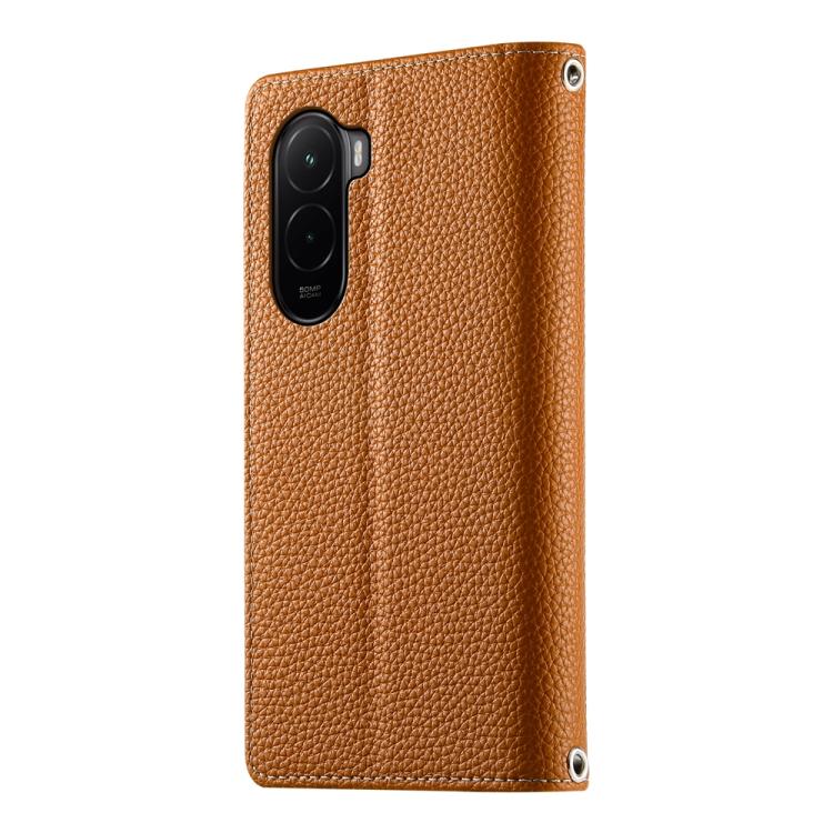 For Xiaomi Poco M7 4G 169mm Stitching Multi-card Zipper Wallet Leather Phone Case with Short Strap