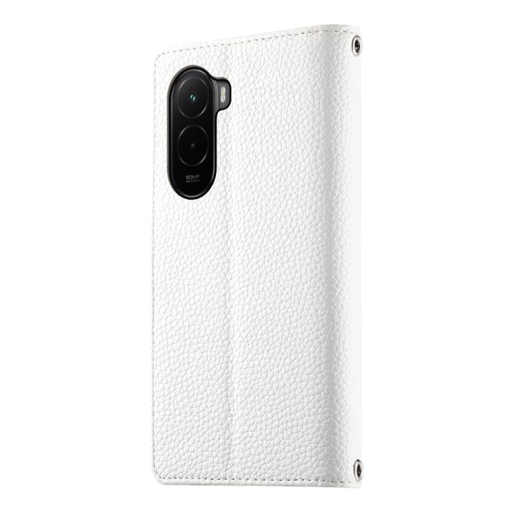 For Xiaomi Poco M7 4G 169mm Stitching Multi-card Zipper Wallet Leather Phone Case with Short Strap