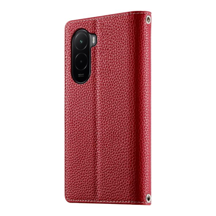 For Xiaomi Poco M7 4G 169mm Stitching Multi-card Zipper Wallet Leather Phone Case with Short Strap