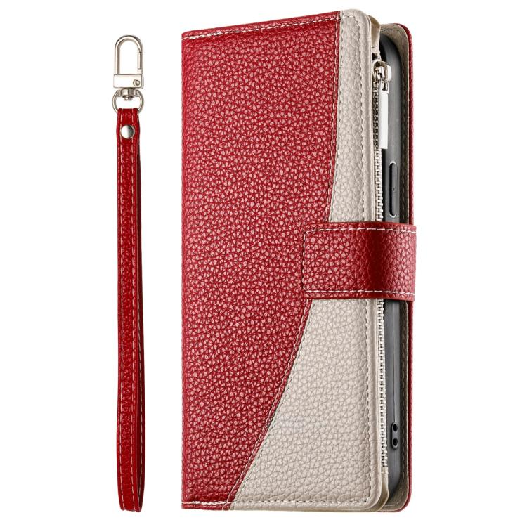 For Xiaomi 17 Stitching Multi-card Zipper Wallet Leather Phone Case with Short Strap