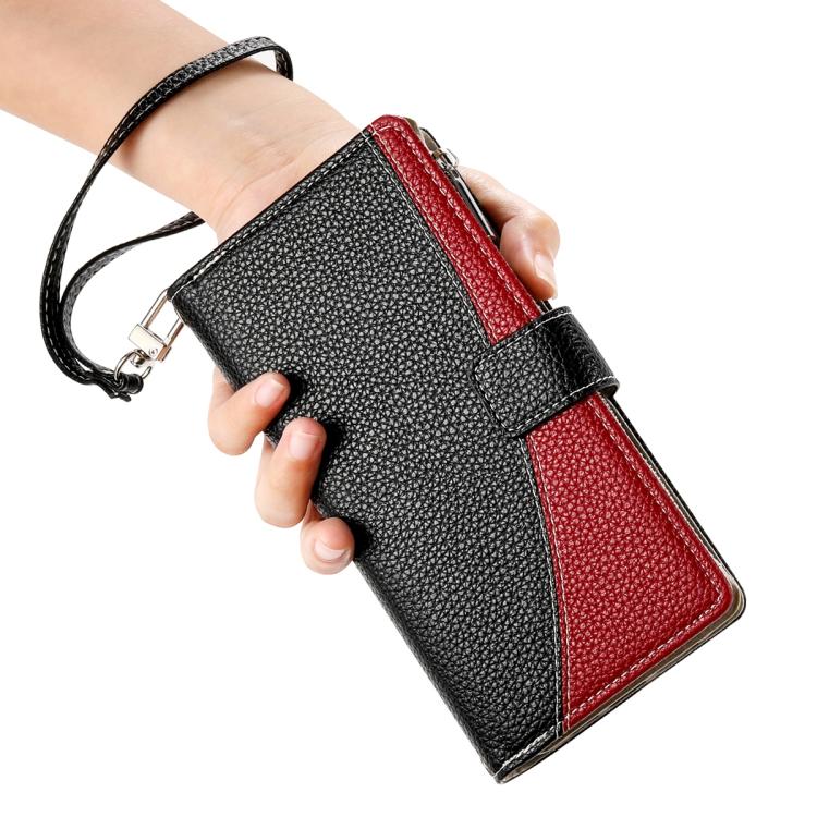 For Xiaomi 17 Pro Stitching Multi-card Zipper Wallet Leather Phone Case with Short Strap