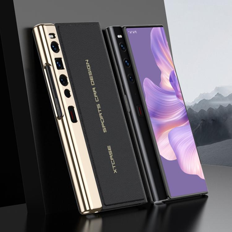 For Huawei Mate Xs 2 GKK Electroplated Plain Leather Flip Folding Phone Case