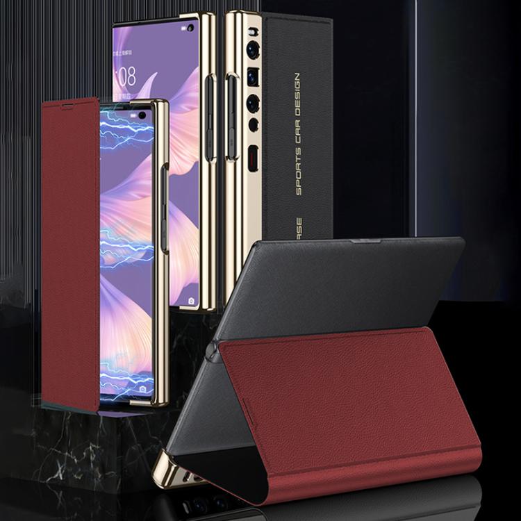 For Huawei Mate Xs 2 GKK Electroplated Plain Leather Flip Folding Phone Case