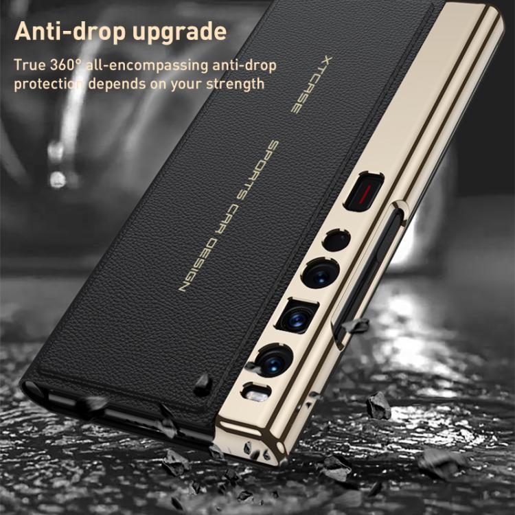 For Huawei Mate Xs 2 GKK Electroplated Plain Leather Flip Folding Phone Case