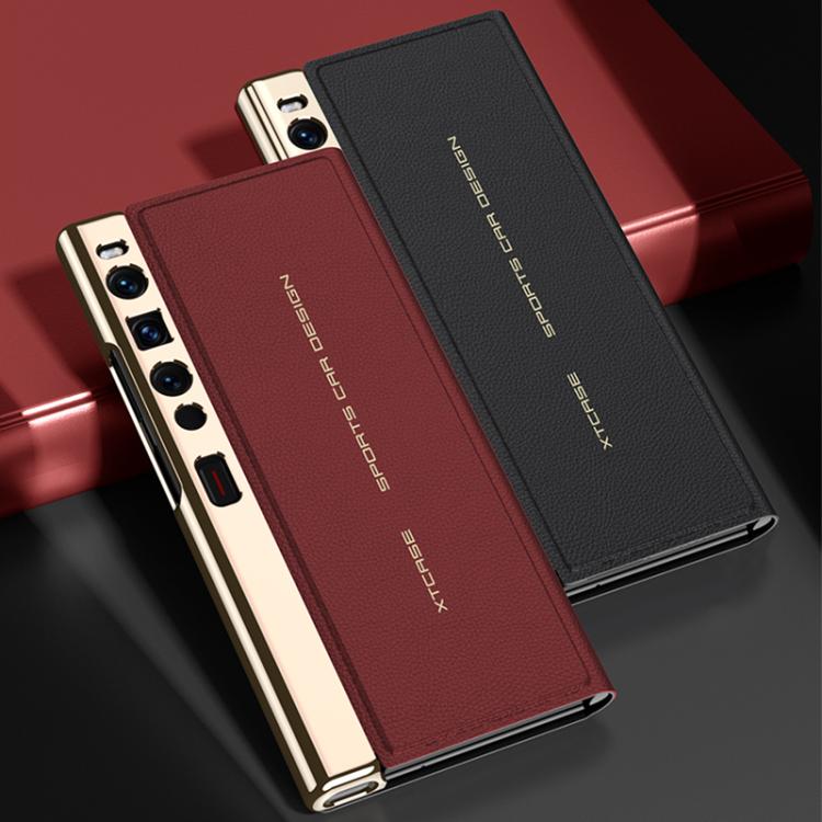 For Huawei Mate Xs 2 GKK Electroplated Plain Leather Flip Folding Phone Case