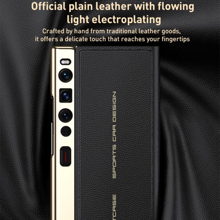 For Huawei Mate Xs 2 GKK Electroplated Plain Leather Flip Folding Phone Case