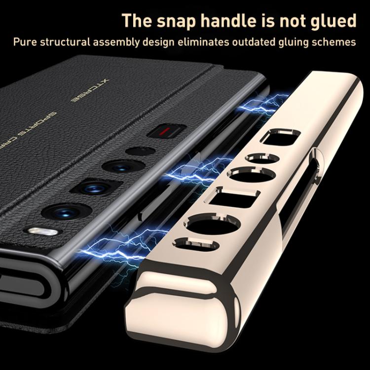For Huawei Mate Xs 2 GKK Electroplated Plain Leather Flip Folding Phone Case