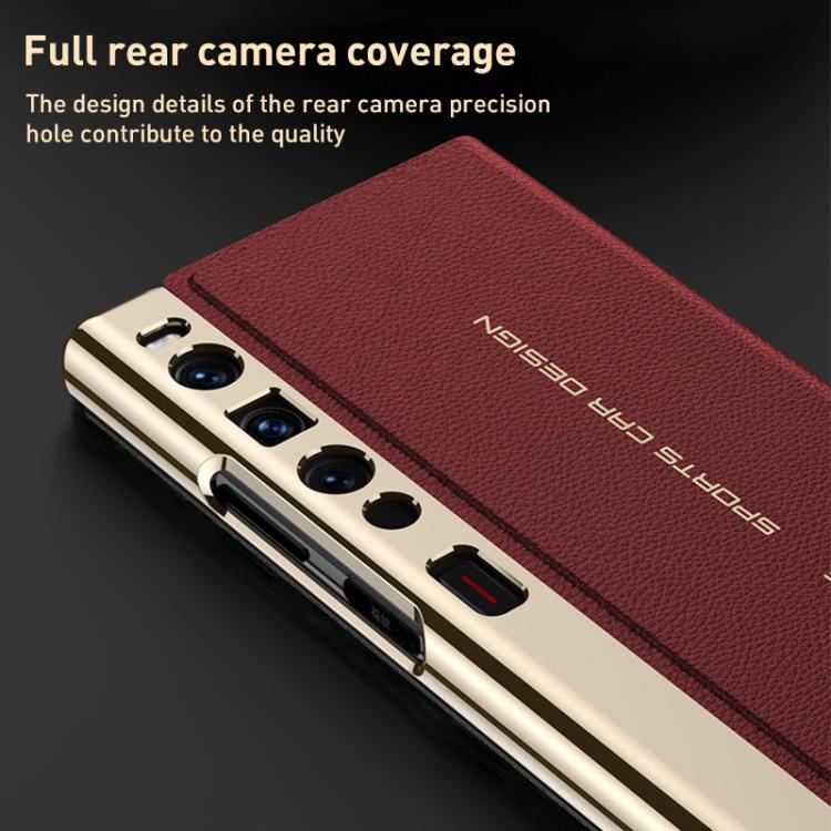 For Huawei Mate Xs 2 GKK Electroplated Plain Leather Flip Folding Phone Case