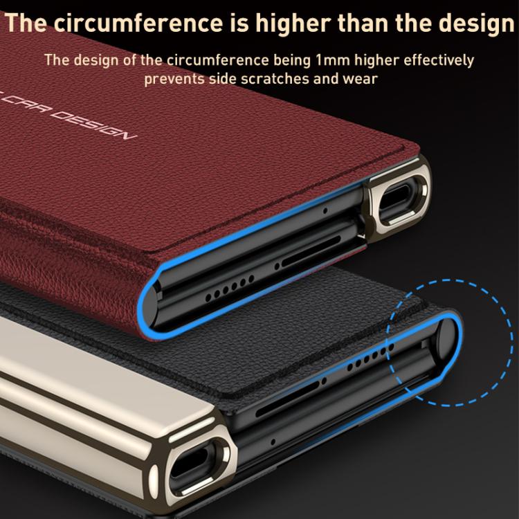 For Huawei Mate Xs 2 GKK Electroplated Plain Leather Flip Folding Phone Case