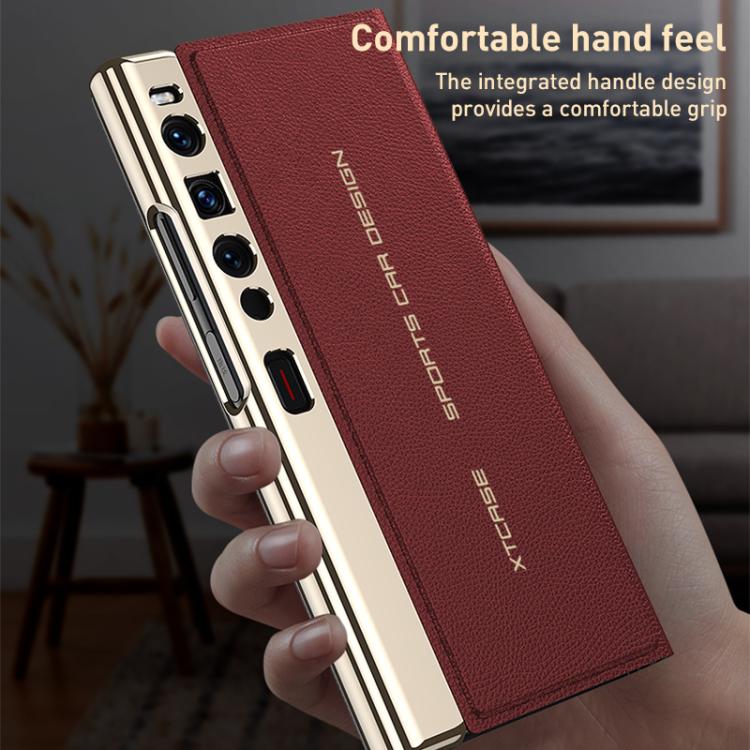 For Huawei Mate Xs 2 GKK Electroplated Plain Leather Flip Folding Phone Case