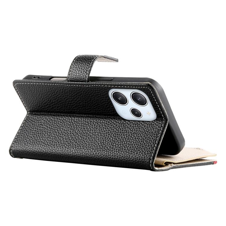 For Redmi 12 4G / 5G / Note 12R Stitching Multi-card Zipper Wallet Leather Phone Case with Short Strap