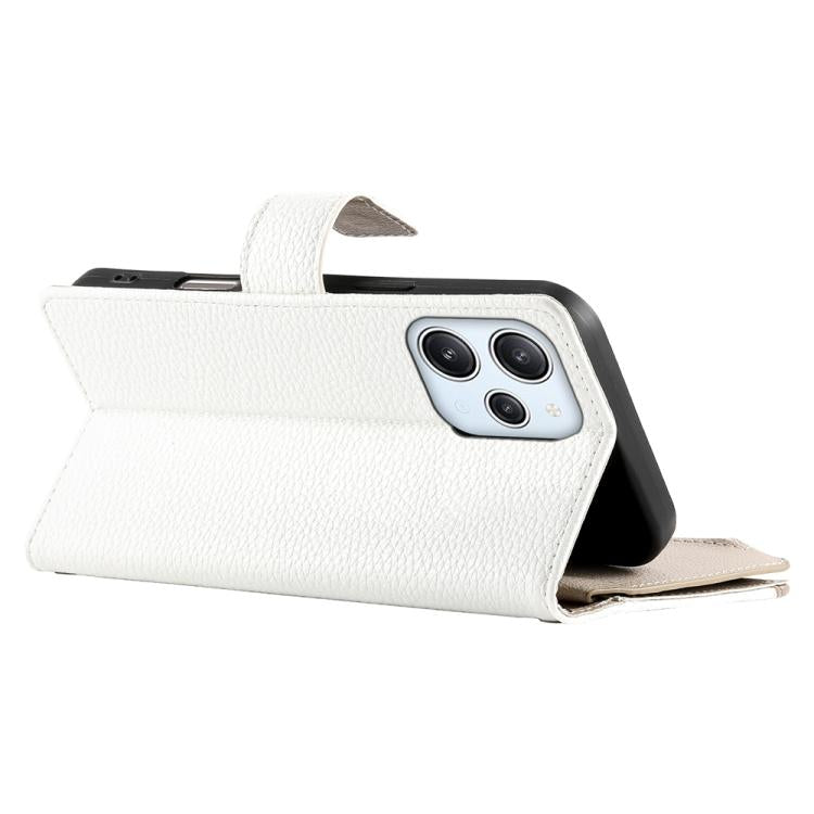 For Redmi 12 4G / 5G / Note 12R Stitching Multi-card Zipper Wallet Leather Phone Case with Short Strap