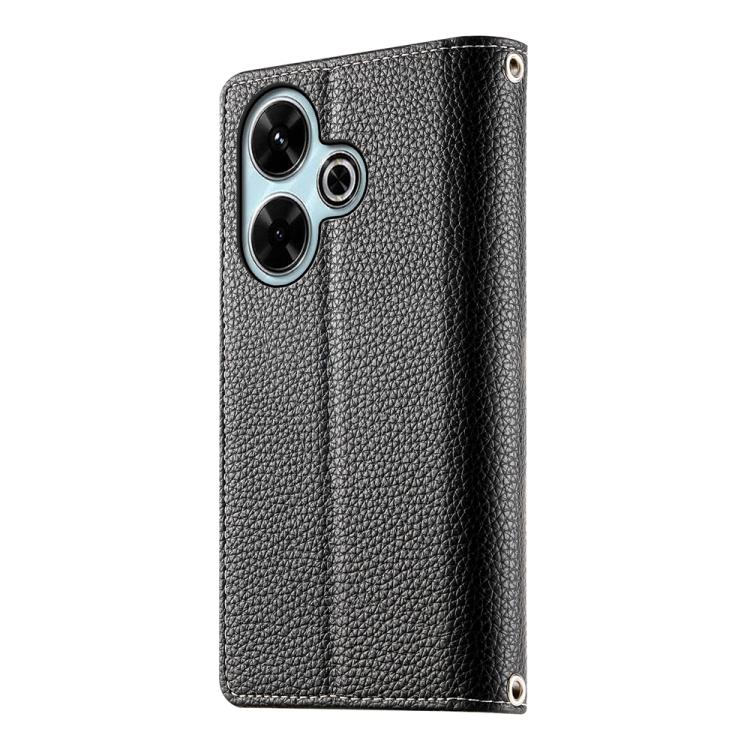 For Redmi 13 4G / 5G / Xiaomi Poco M6 4G Stitching Multi-card Zipper Wallet Leather Phone Case with Short Strap