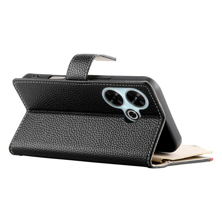 For Redmi 13 4G / 5G / Xiaomi Poco M6 4G Stitching Multi-card Zipper Wallet Leather Phone Case with Short Strap