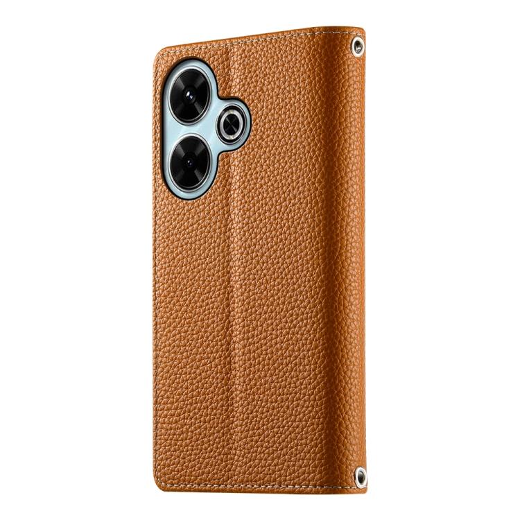 For Redmi 13 4G / 5G / Xiaomi Poco M6 4G Stitching Multi-card Zipper Wallet Leather Phone Case with Short Strap