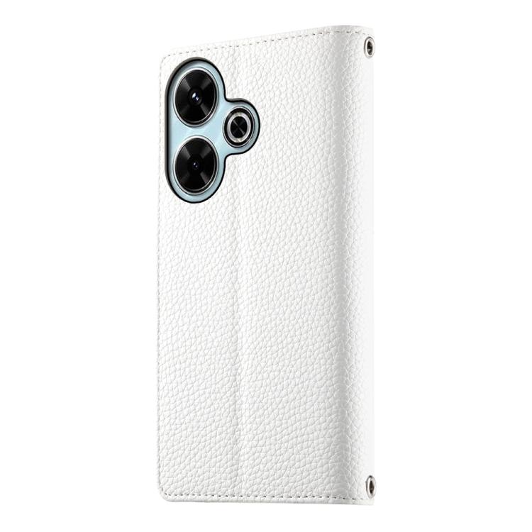 For Redmi 13 4G / 5G / Xiaomi Poco M6 4G Stitching Multi-card Zipper Wallet Leather Phone Case with Short Strap