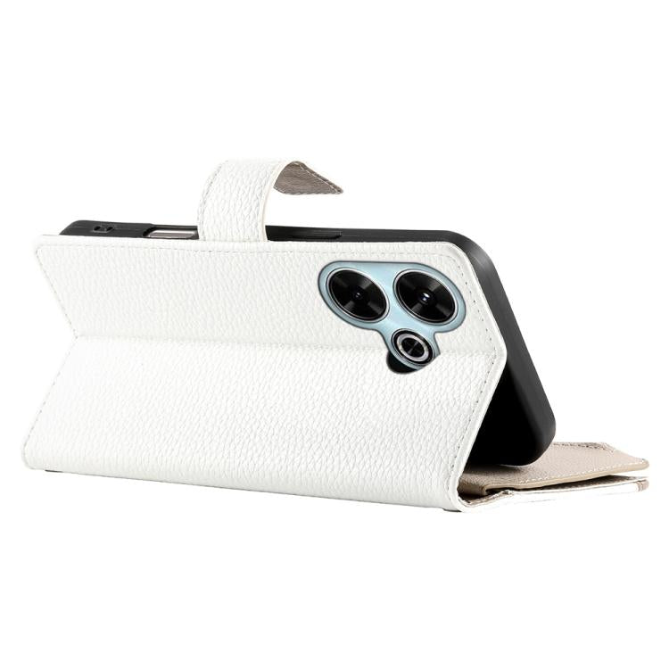 For Redmi 13 4G / 5G / Xiaomi Poco M6 4G Stitching Multi-card Zipper Wallet Leather Phone Case with Short Strap