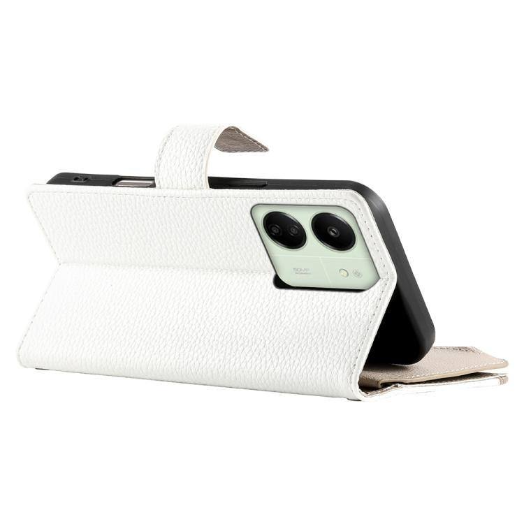 For Redmi 13C 4G / 5G / 13R / Xiaomi Poco C65 Stitching Multi-card Zipper Wallet Leather Phone Case with Short Strap
