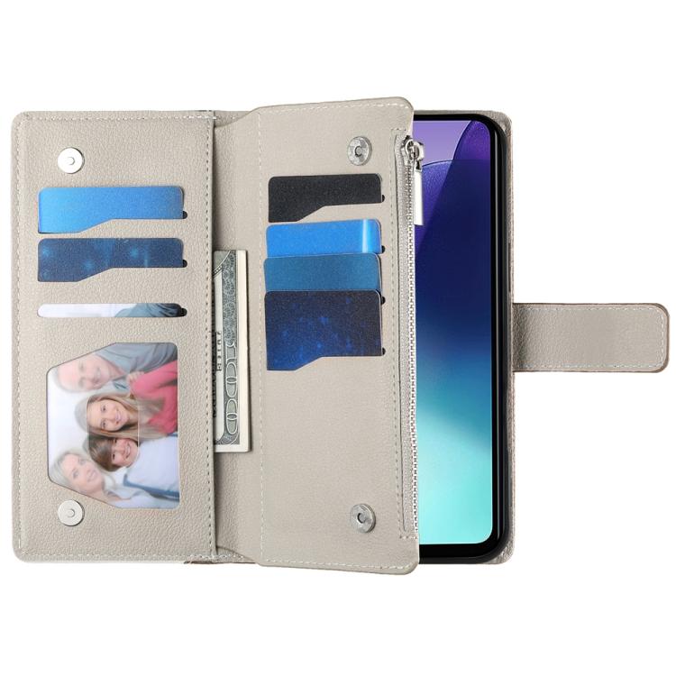 For Redmi 14C 4G / 14R / A4 5G / A3 Pro Stitching Multi-card Zipper Wallet Leather Phone Case with Short Strap