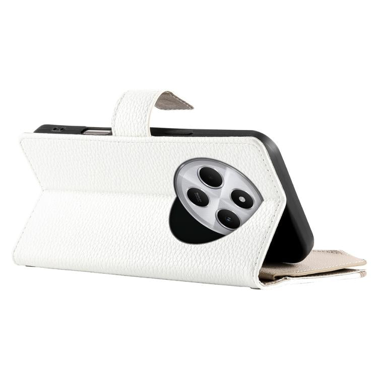 For Redmi 14C 4G / 14R / A4 5G / A3 Pro Stitching Multi-card Zipper Wallet Leather Phone Case with Short Strap