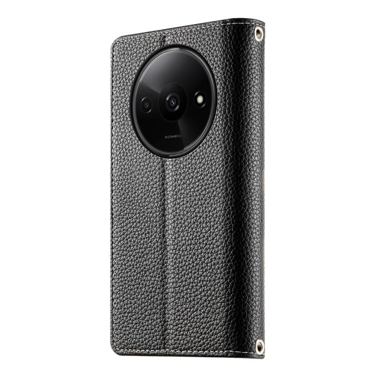 For Redmi A3 / Xiaomi Poco C61 Stitching Multi-card Zipper Wallet Leather Phone Case with Short Strap