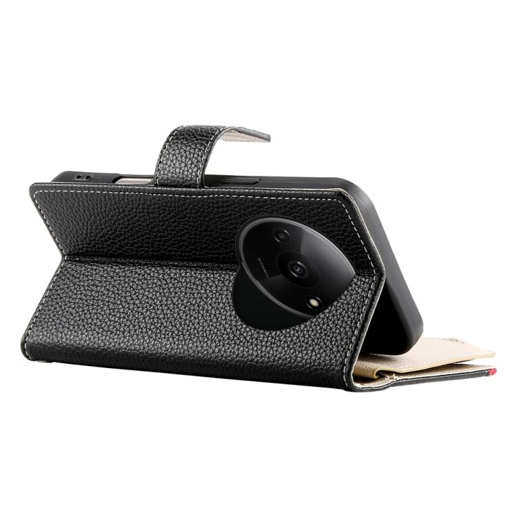 For Redmi A3 / Xiaomi Poco C61 Stitching Multi-card Zipper Wallet Leather Phone Case with Short Strap