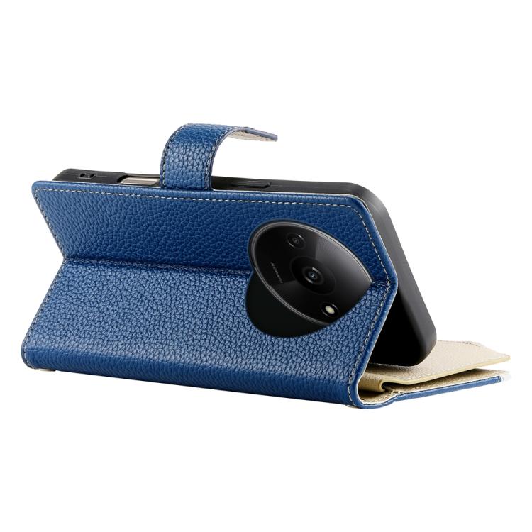 For Redmi A3 / Xiaomi Poco C61 Stitching Multi-card Zipper Wallet Leather Phone Case with Short Strap