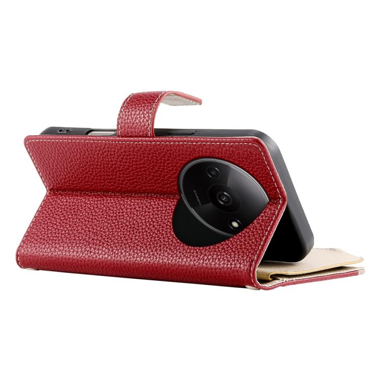 For Redmi A3 / Xiaomi Poco C61 Stitching Multi-card Zipper Wallet Leather Phone Case with Short Strap